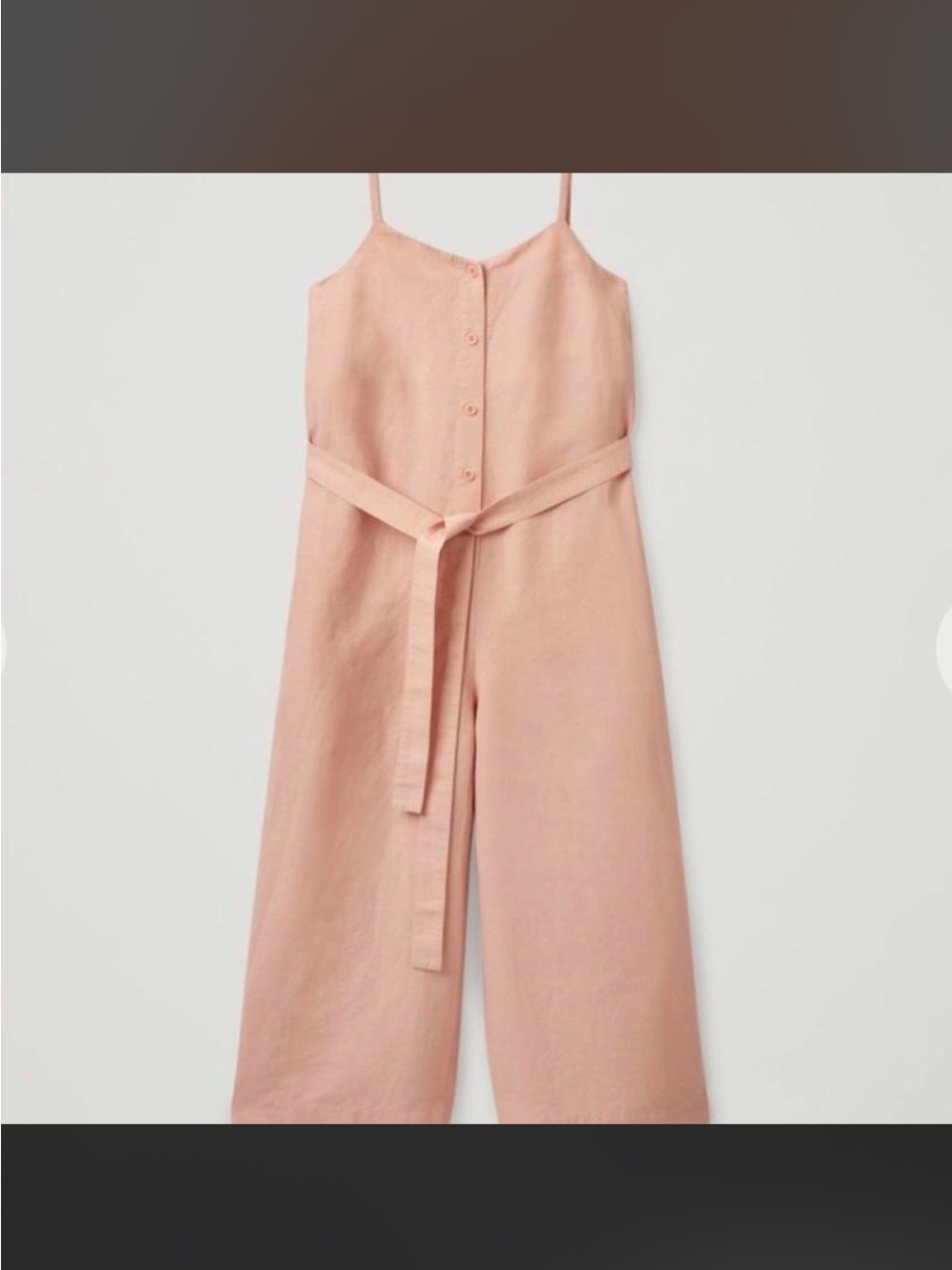 COS linen blend Wide-Leg Jumpsuit with Tie Belt